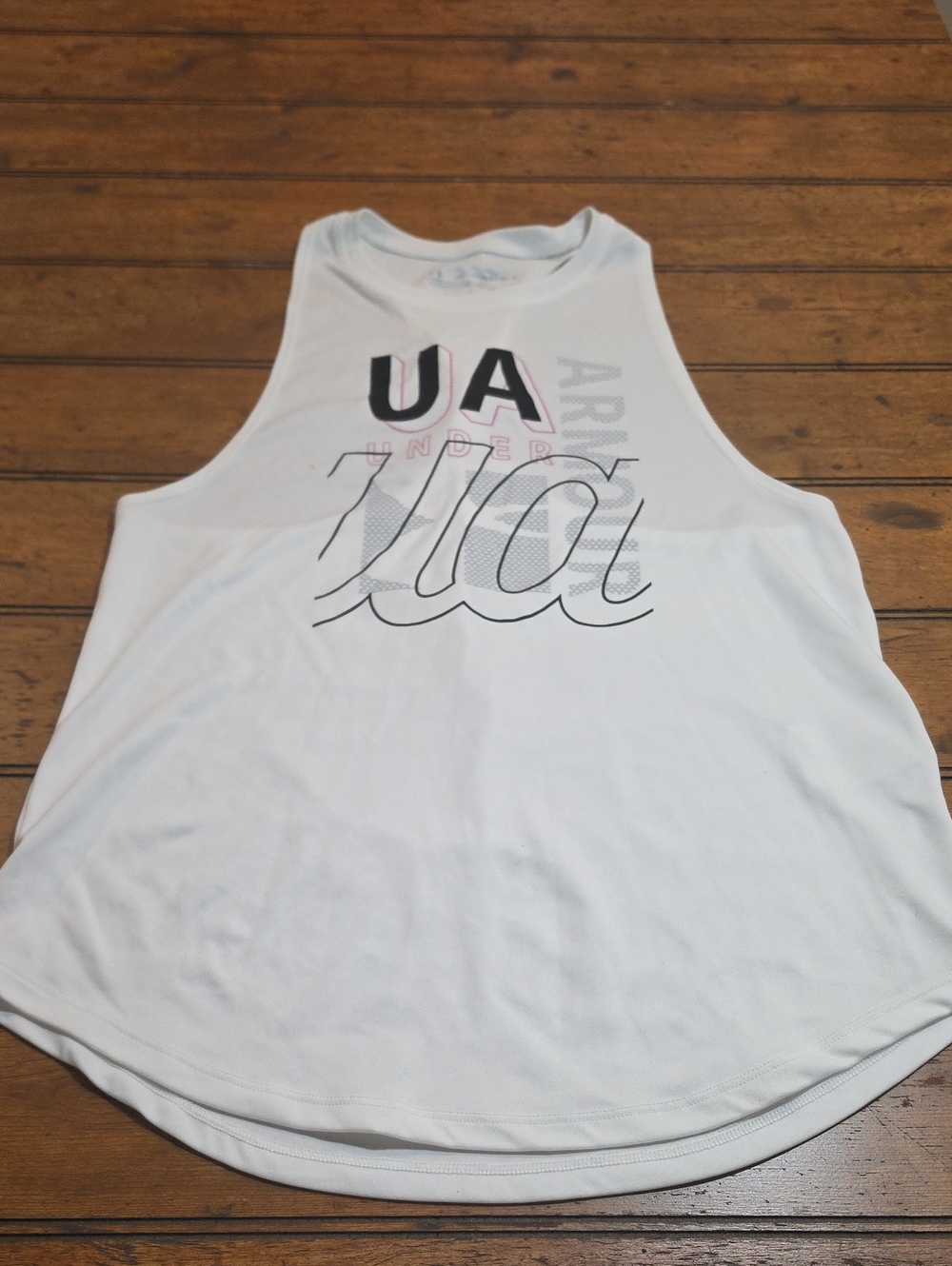 Under Armour White Women's Graphic Tank with Black and Pink Accents